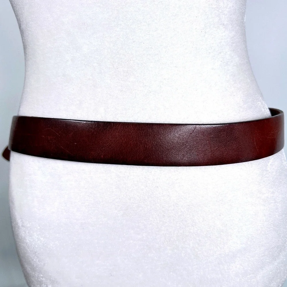 Gap Dark Brown Genuine Cow Leather Belt Solid Brass Buckle Made in USA M Vintage